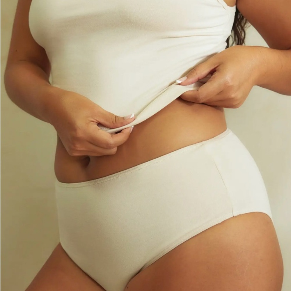 NEW MATE the Label High Waist Brief Cotton Panties Cream NWT